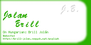 jolan brill business card